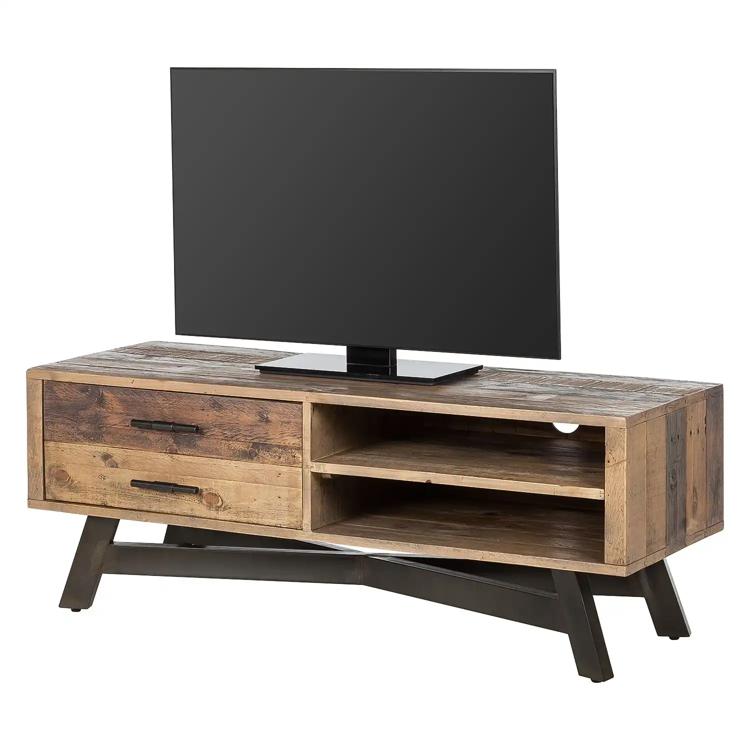 Reclaimed Wood  T.V. Cabinet with 2 drawers & 2 open compartment - popular handicrafts